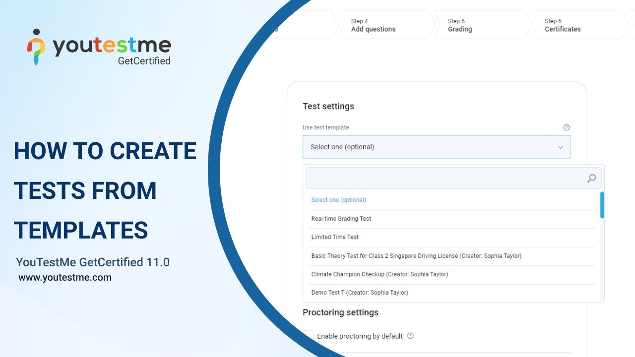 Create Test First YouTestMe GetCertified 11.0 - How to Create Tests from a Template - YouTube