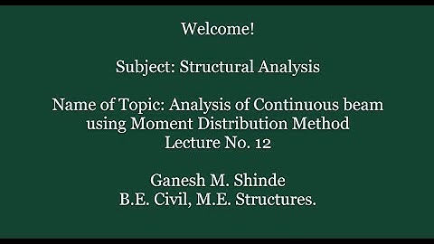 Moment Distribution Method- Numerical 1 Analysis of 2 span continuous beam