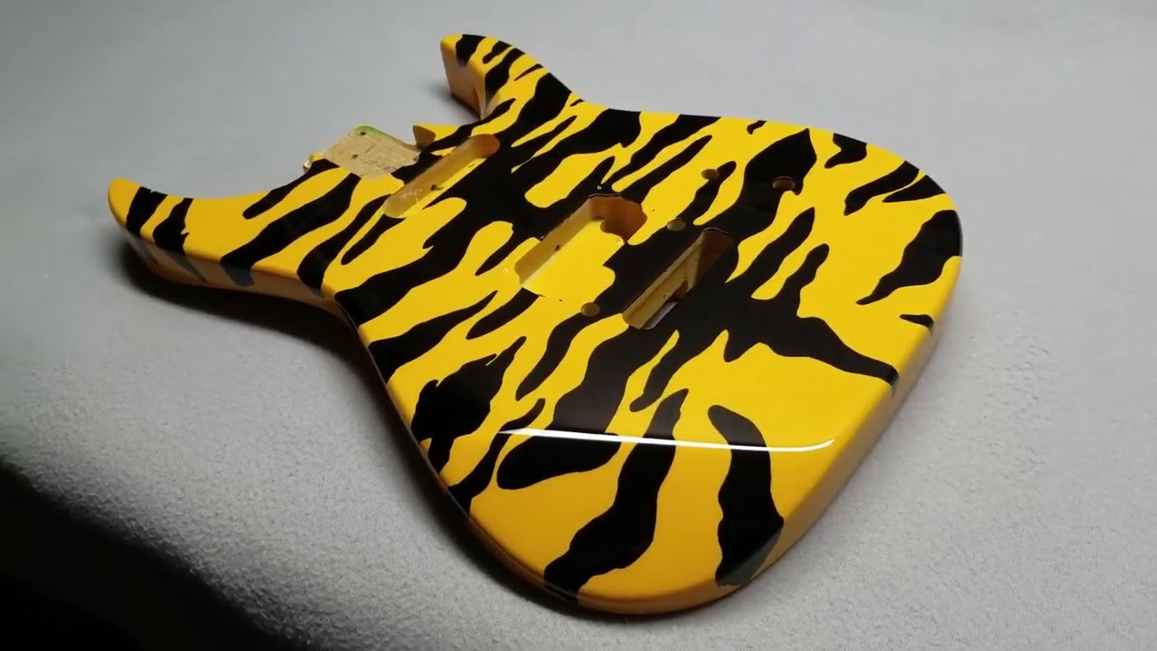 Custom Chrome Yellow Tiger Stripes Guitar Finish GuitarPaintGuys