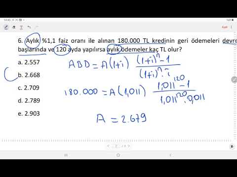 AÖF FİNANS MATEMATİĞİ KENDİMİZİ SINAYALIM 5.ÜNİTE Anüitenin Bugünkü Değeri