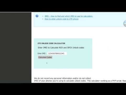 how to enter zte unlock code calculator