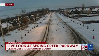 A 5 pm Tuesday look at road conditions in Clarksville, TN