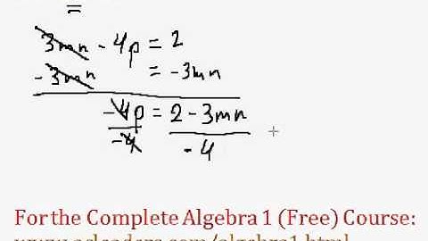 (Algebra 1) Isolating Variables - Question #2