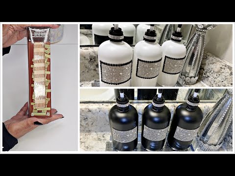 Video: DOLLAR TREE DIY | 3 PIECE GLAM BATHROOM SOAP DISPENSER SET AND DIY GLAM TRAY