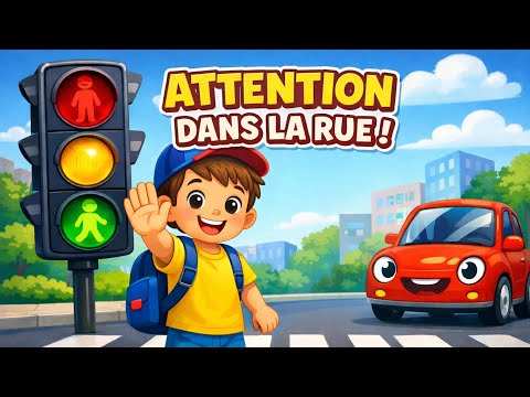 🚦 Attention dans la rue ! Chanson enfant sur la sécurité routière | Apprendre à traverser 🚸