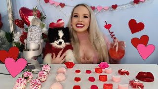 ASMR VALENTINES DAY THEME WITH CHOCOLATE COVERED STRAWBERRIES AND STRAWBERRY MOCHI ❤️🍓 screenshot 1