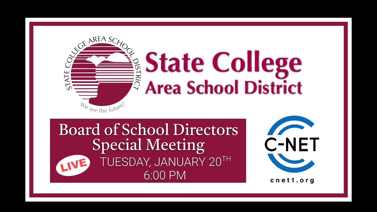 State College Area Board of School Directors Special Meeting 01/20/26 | C-NET Live Stream