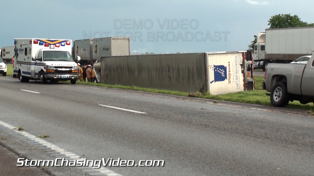 6/11/2015 Atchison County, MO Semi Toppled  and storm B-roll