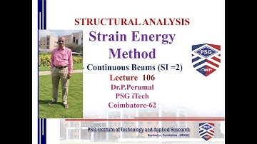Lecture 106 : STRAIN ENERGY Method - Continuous Beams (S.I = 2) : Dr.P.Perumal, PSG iTech, CBE.