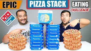 EPIC DOMINOS PIZZA STACK EATING CHALLENGE | Pizza Slice Stack Eating Competition | Food Challenge