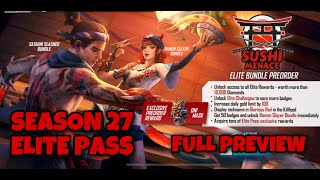 Elite Pass Season 27 (SUSHI MENACE) Full Preview | Pre-Order | Free Fire