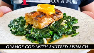 One of Sevillas BEST Dishes | Orange Cod with Sautéed Spinach