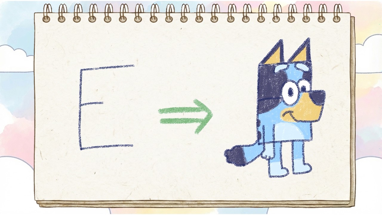 How to Draw Bluey from the letter 