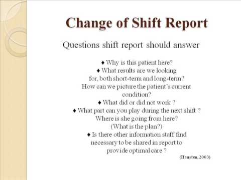 Change of shift report - YouTube