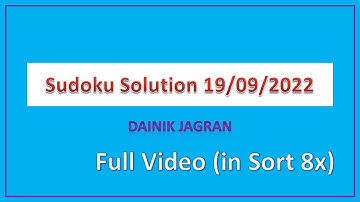 Sudoku 19/09/2022 (Dainik Jagran ) #sudoku #sudokukids #sudokulive #desigamer #desitalentcome #sort
