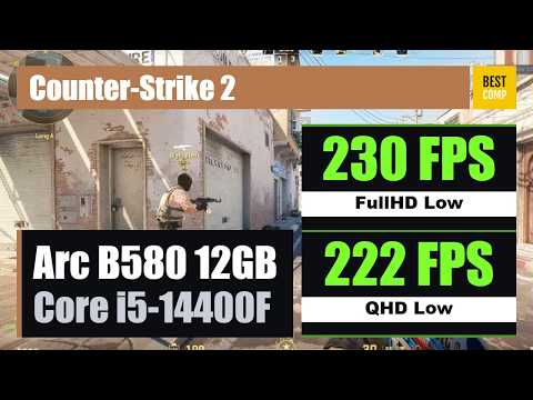 Náhled FPS testu Counter-Strike 2 na herním PC s Intel Arc B580 a Core i5-14400F