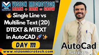 🔥 Single Line vs Multiline Text (2D) | DTEXT &amp; MTEXT in AutoCAD 🚀 ✨