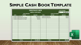 How to Create a Simple Cash Book in Excel | Accounting Template Design in Excel