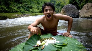 survival jungle - primitive cooking fish