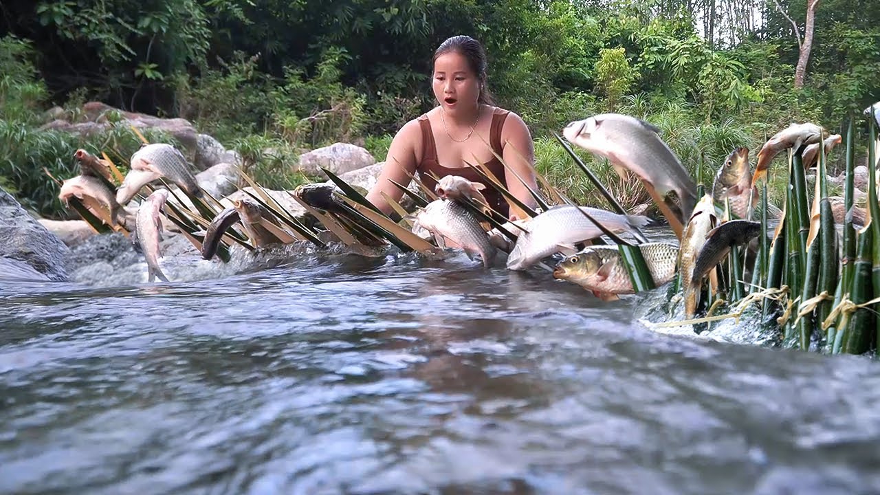 "Alone in the Forest: Girl Makes Smart Bamboo Trap and Catches a Big ...