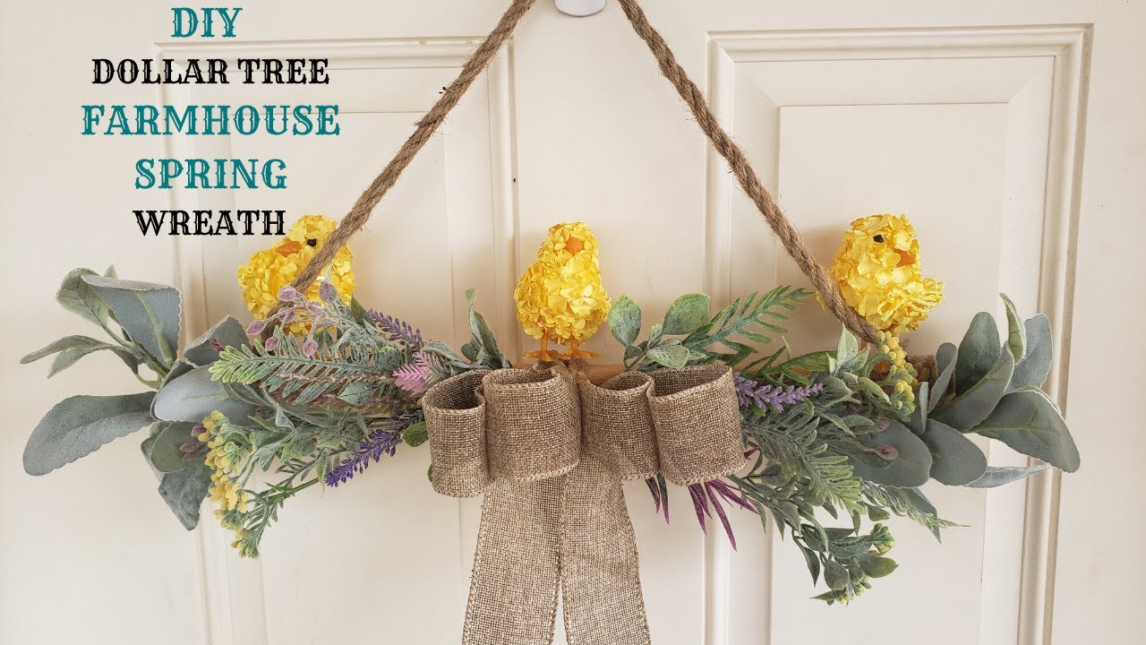 DIY DOLLAR TREE FARMHOUSE SPRING WREATH - YouTube