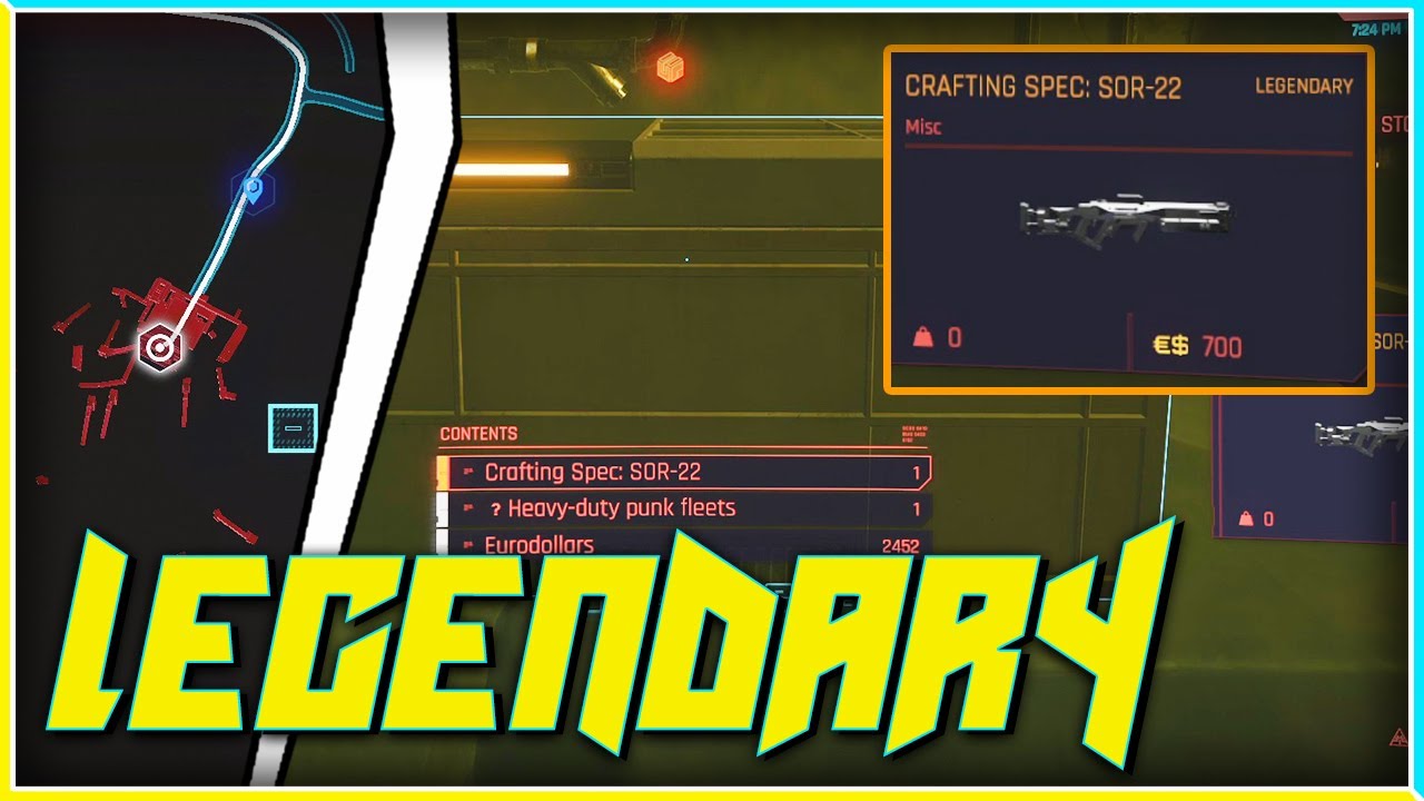 Legendary "SOR22 Rifle" Crafting Recipe Location Guide Cyberpunk 2077 YouTube