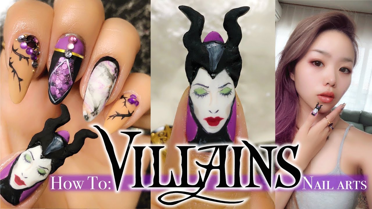 マレフィセントネイル♦︎ maleficent nail ♦︎ Halloween Disney ヴィランズネイル YouTube