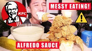 ⚠️ MESSY EATING • CREAMY ALFREDO SAUCE 😱🐔 KFC CRISPY FRIED CHICKEN • mukbang • LESS TALKING