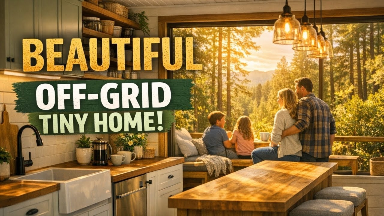 Жизнь вне цивилизации в крошечном доме площадью 20 м² | Экскурсия по крошечному дому для семьи из...
