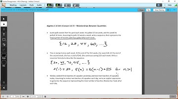Algebra 1 A Unit 4 Lesson 14-15 - Relationships Between Quantities