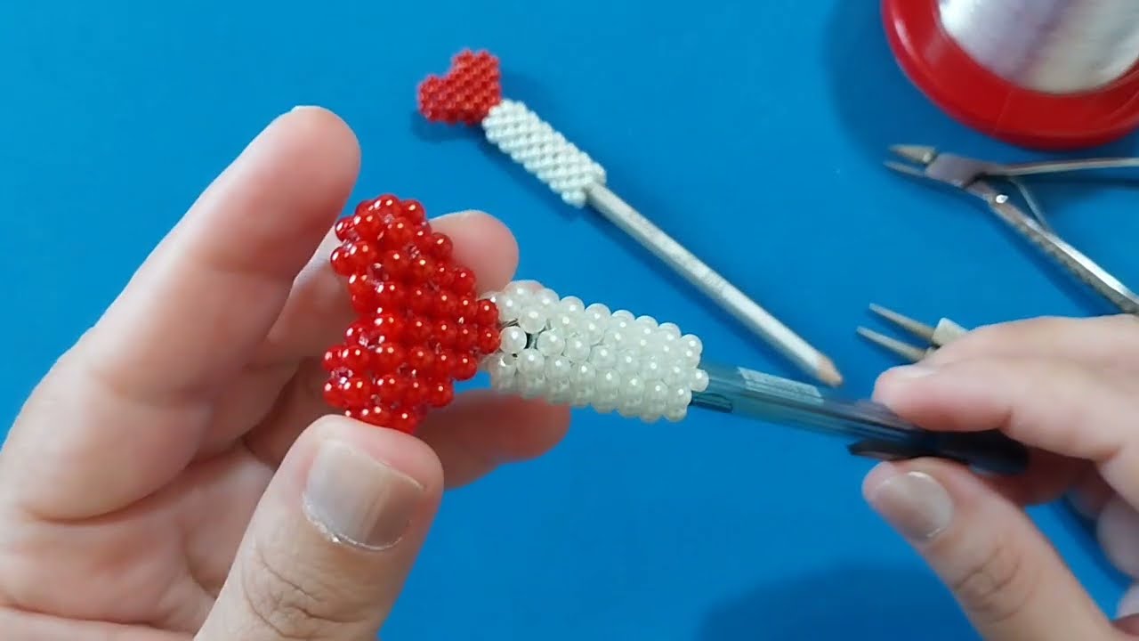 Ponteira coração de pérolas