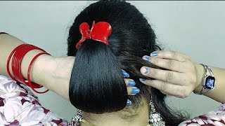 Cute Clutcher Bun Hairstyle ! low bun hairstyle F Ladies ! Beautiful Juda Hairstyle (Self Hairstyle)