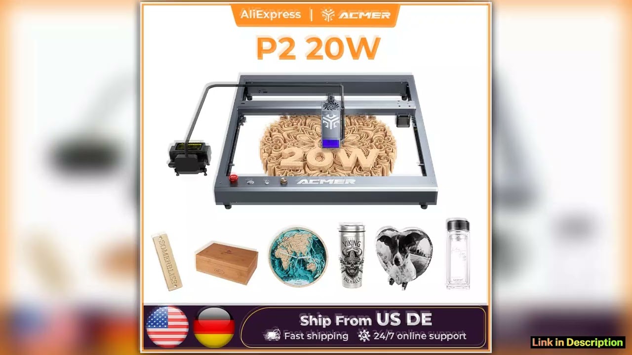 ACMER P2 20W Laser Engraver Cutting Machine Automatic Air Assist Support APP wifi CNC CO2 High Spee