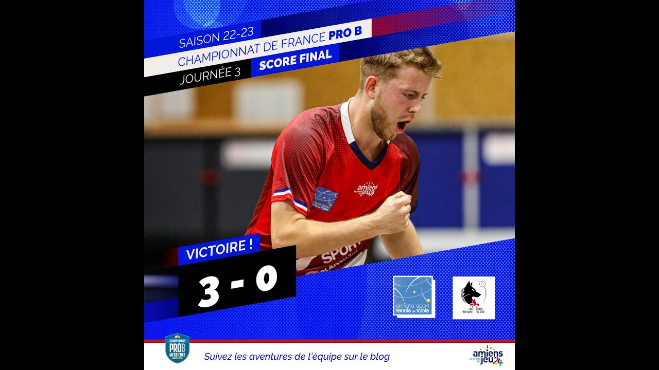 AMIENS SPORT TENNIS DE TABLE vs LILLE (3/0) proB J3 le lundi 24 octobre