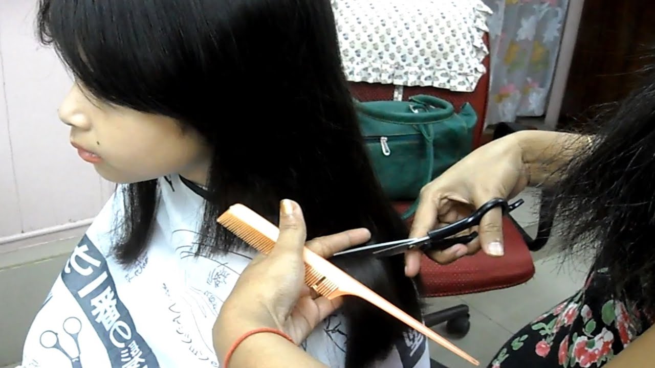 Straight Blunt Haircut for Prathysha - small girl haircut video - YouTube