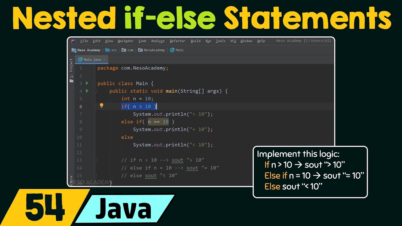 nested if  Update  Nested if-else Statements in Java