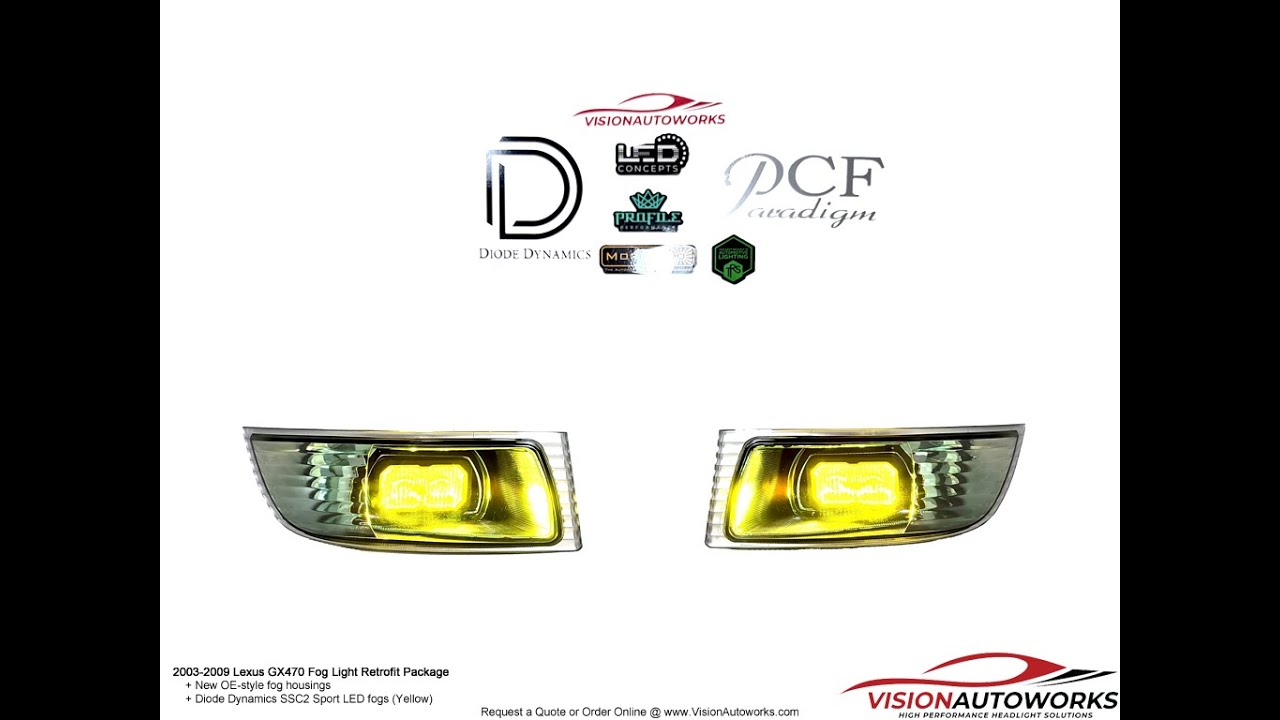 Lexus GX470 LED Retrofit Fog Lights using Diode Dynamics SSC2 Sport (Yellow) pods