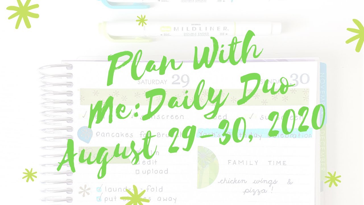 Plan with Me: Erin Condren Daily Duo August 29-30, 2020 - YouTube