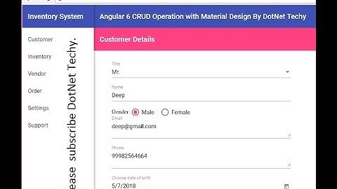 CRUD operation in Angular 6 with material design  1
