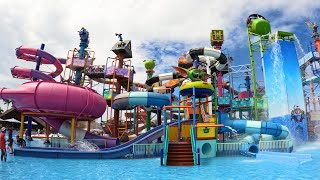 Try All Water Slides For Young Adult At Columbia Pictures Aquaverse in Pattaya Thailand