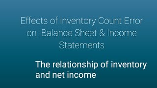 EFFECTS OF INVENTORY ERROR ON FINANCIAL STATEMDNTS