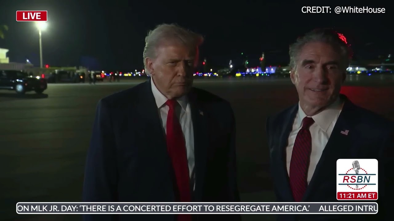 WATCH: President Trump Speaks to Press after Watching the National Championship Game - 01/20/26