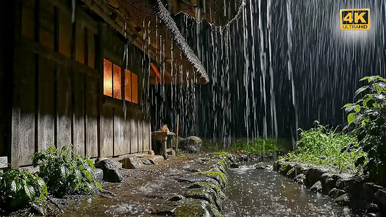 Ultimate Rainy Night Ambience: Heavy Rain Sounds under the Eaves for Insomnia Relief
