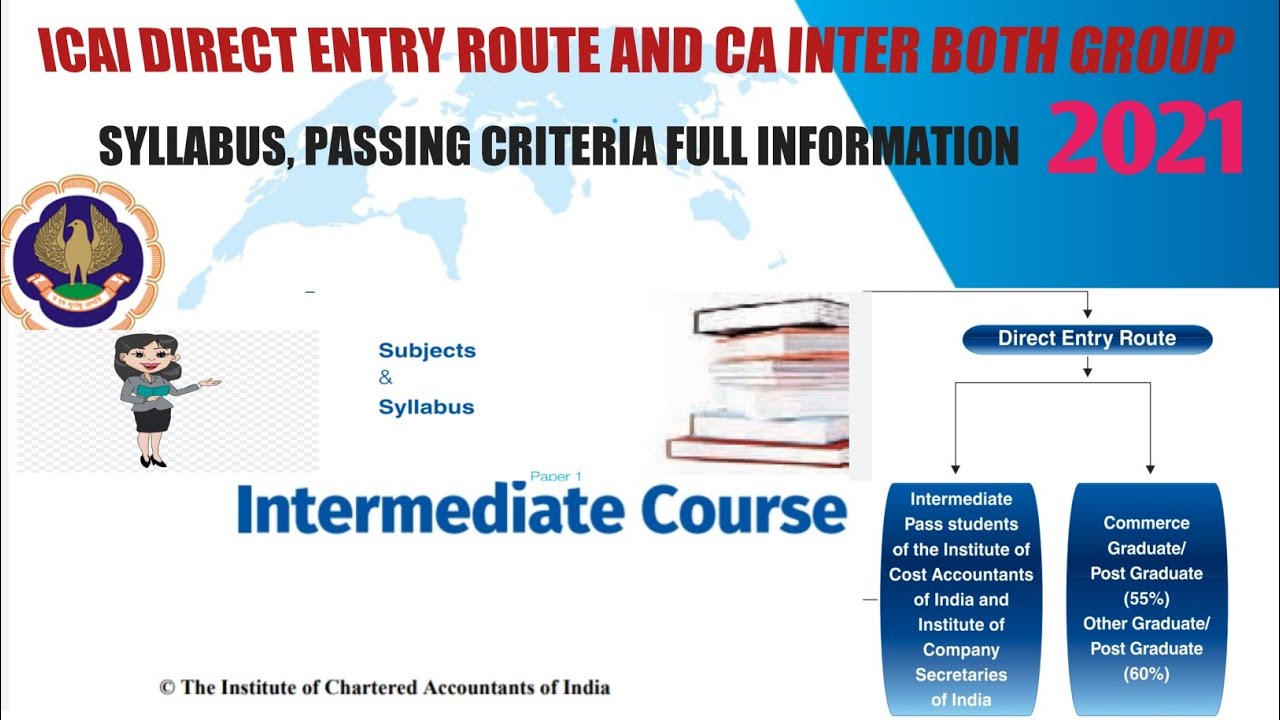 ICAI Direct Entry Route And CA INTER Both Group Syllabus, passing