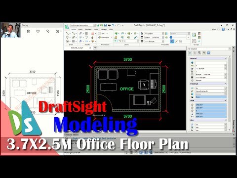 3 7x2 5m Office Floor Plan With Draftsight Youtube