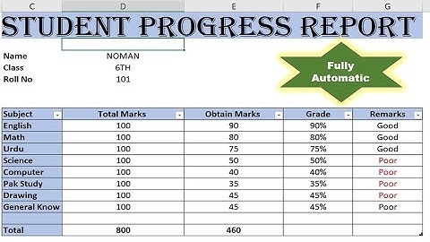 how to make student progress report |progress report of student | student report card in excel