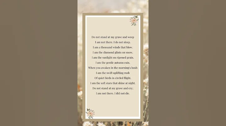 Beautiful poetry for funerals & memorial services