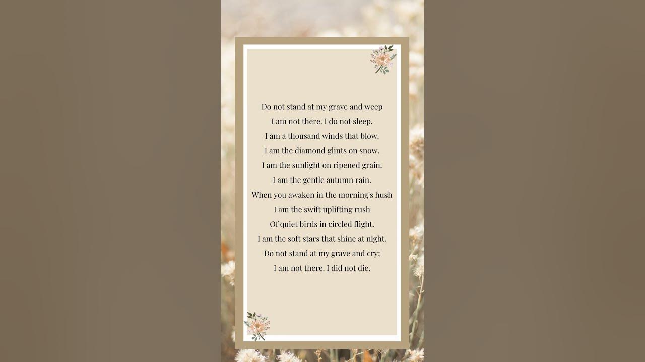 Beautiful poetry for funerals & memorial services