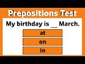 Prepositions quiz grammar test