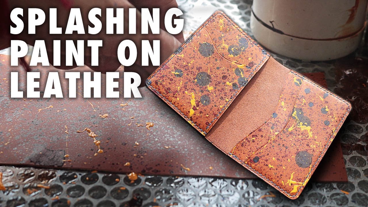 Paint splatter on leather & wallet making process